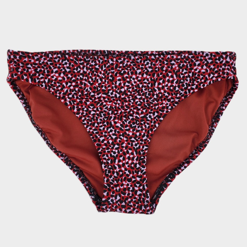 Amazon Essentials Leopard Print Bikini Bottom XS Brick Red UPF 50+ Full Coverage